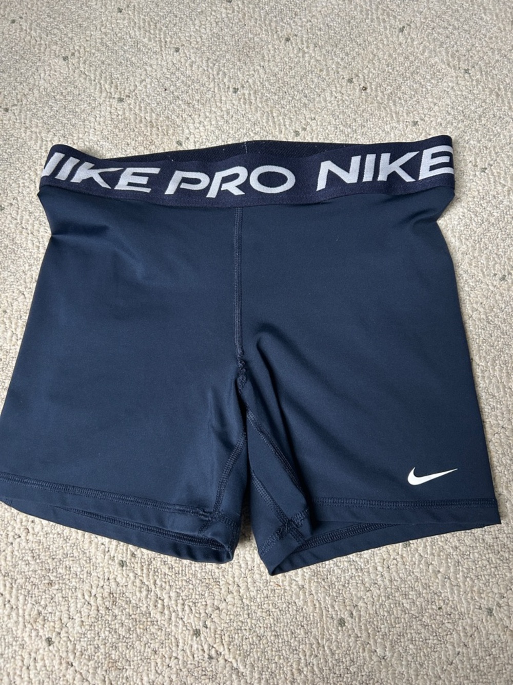 Nike Navy and White Pro Compression Shorts